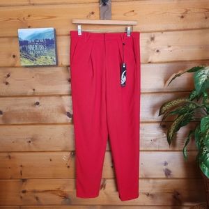 Nine West 💜 NWT Charlotte Crepe Red Dress Pant Trouser Slacks Pleats 4/27 X 29"